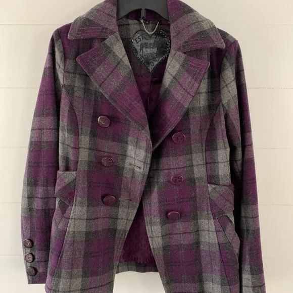 Guess plaid pea coat - Picture 1 of 5